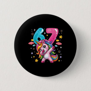 Chapa Redonda De 5 Cm 67 Meme Unicornio Para Niñas Seis Siete Meme Brain