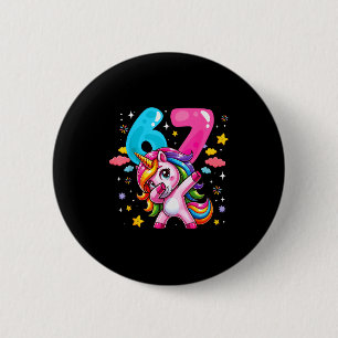 Chapa Redonda De 5 Cm 67 Meme Unicornio Para Niñas Seis Siete Meme Brain