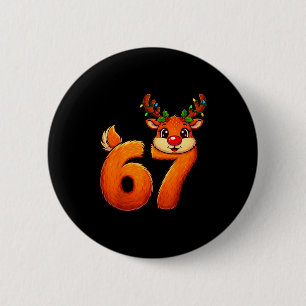 Chapa Redonda De 5 Cm 67 Navidad divertido reno Bruh Meme pijama mujer