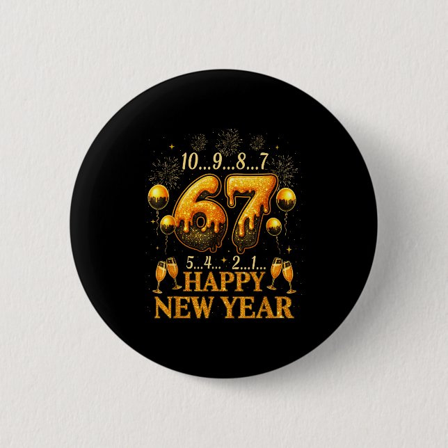 Chapa Redonda De 5 Cm 67 New Year Six Seven Funny Countdown 2026  (Anverso)