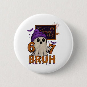 Chapa Redonda De 5 Cm 67 Profesor Fantasma de Halloween Seis Siete Meme 