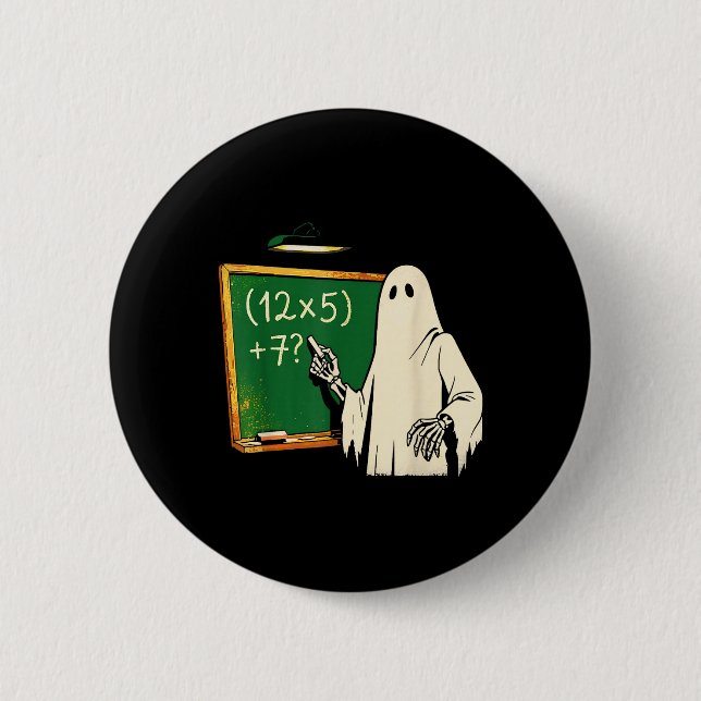 Chapa Redonda De 5 Cm 67 Profesor Fantasma de Halloween Seis Siete Meme  (Anverso)