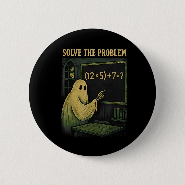 Chapa Redonda De 5 Cm 67 Profesor Fantasma de Halloween Seis Siete Meme  (Anverso)