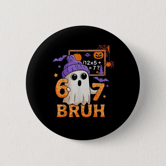 Chapa Redonda De 5 Cm 67 Profesor Fantasma de Halloween Seis Siete Meme  (Anverso)
