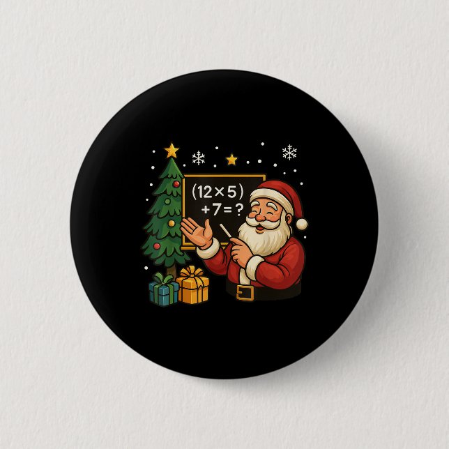 Chapa Redonda De 5 Cm 67 Profesor Santa Navidad Seis Siete Meme Brainrot (Anverso)