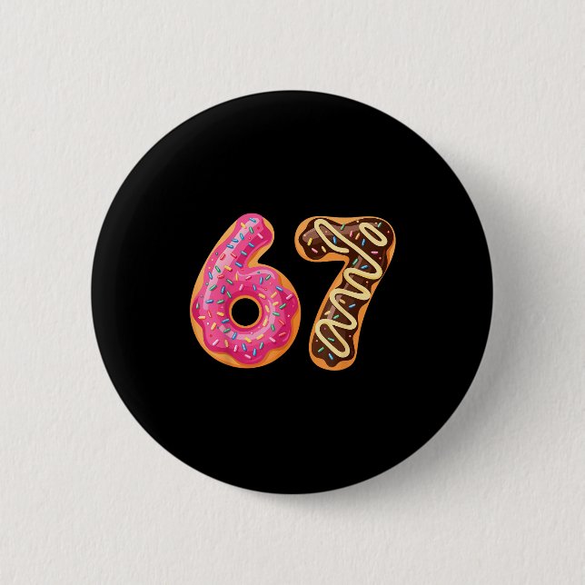 Chapa Redonda De 5 Cm 67 Six Seven Donut Meme Funny Sweet Sprinkles  (Anverso)