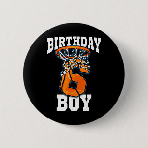 Chapa Redonda De 5 Cm 6.º cumpleaños Bysketbyll Boy 6 años