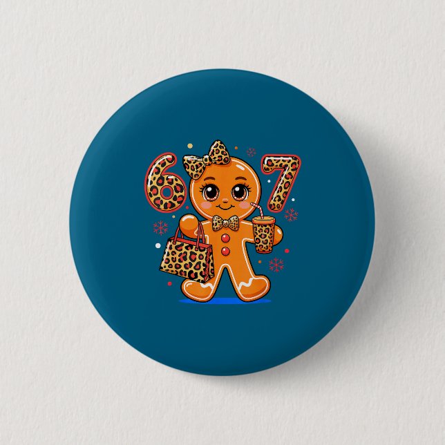 Chapa Redonda De 5 Cm 6 7 Christmas Leopard Gingerbread  (Anverso)