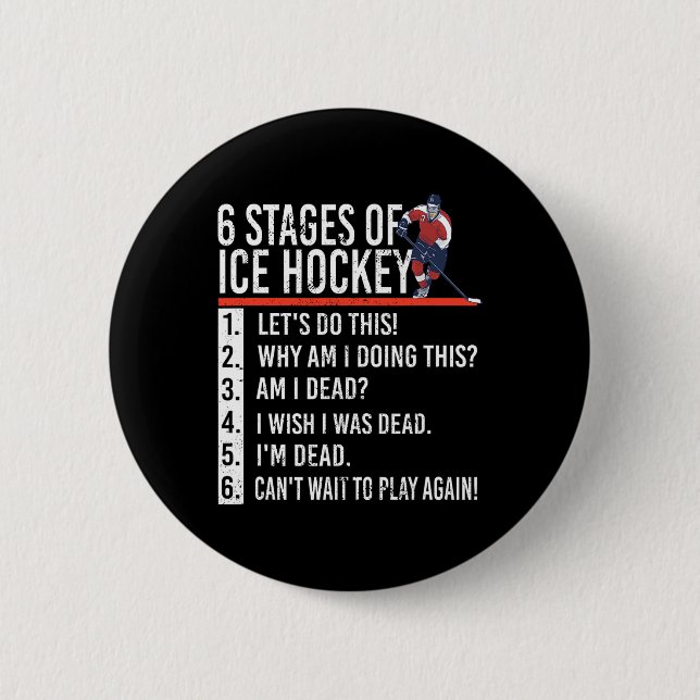 Chapa Redonda De 5 Cm 6 etapas de hockey y hockey sobre hielo (Anverso)