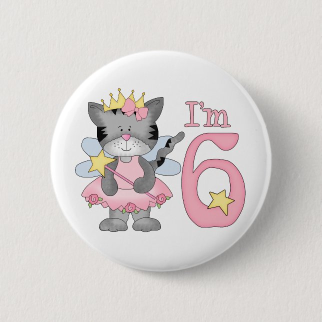 Chapa Redonda De 5 Cm 6to cumpleaños de princesa Kitty (Anverso)
