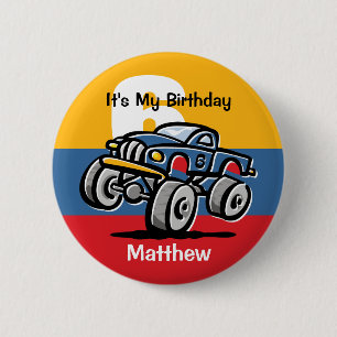 Chapa Redonda De 5 Cm 6to cumpleaños del monster truck