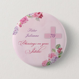 Chapa Redonda De 5 Cm 70º Aniversario de Vida Religiosa Monja Católica