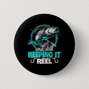 Chapa Redonda De 5 Cm 70.ª Pesca Funny Cumpleaños Pescador Camisas Keepi