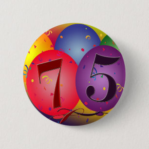 Chapa Redonda De 5 Cm 75.os globos del cumpleaños
