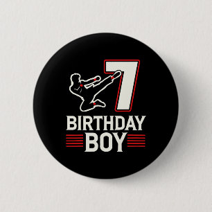 Chapa Redonda De 5 Cm 7 Cumpleaños Boy Karate Siete Años