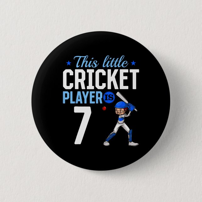 Chapa Redonda De 5 Cm 7th Birthday Cricket Player  (Anverso)