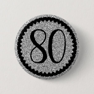 Chapa Redonda De 5 Cm 80.º Purpurina de Plata de fiesta de cumpleaños