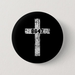 Chapa Redonda De 5 Cm 8647 Cruz Anti Trump Cristiano Jesús 86 47 Retro 