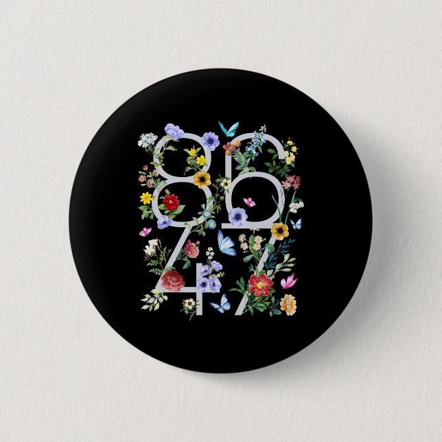 Chapa Redonda De 5 Cm 8647 Sutil Anti Trump 86 47 Floral Boho Estilo 1 (Anverso)