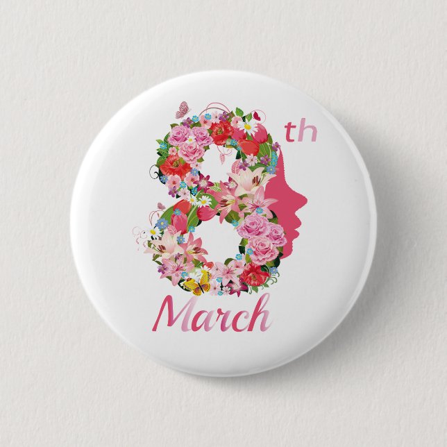 Chapa Redonda De 5 Cm 8 de marzo Día Internacional de la Mujer (Anverso)