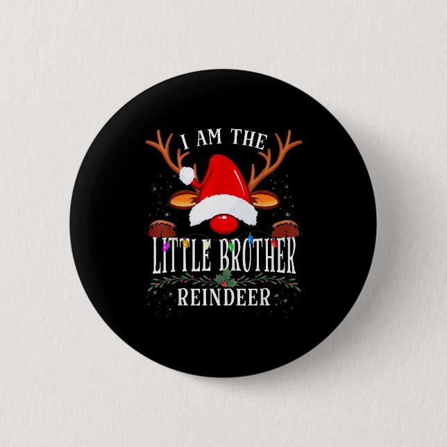 Chapa Redonda De 5 Cm 99 I Am The Little Brother Reindeer Christmas Fami (Anverso)