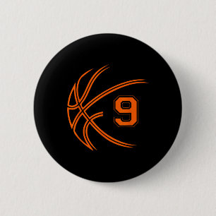 Chapa Redonda De 5 Cm 9.º cumpleaños Baloncesto Nueve niños de 9 años