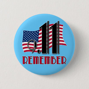 Chapa Redonda De 5 Cm 9/11 RECUERDE con las camisetas de la bandera