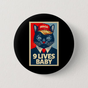 Chapa Redonda De 5 Cm 9 vidas por el gracioso gato Trump 2024 Presi