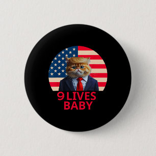 Chapa Redonda De 5 Cm 9 Vidas Por Gato Trump 2024 Ganar Victoria Ganador