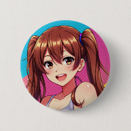 Chapa Redonda De 5 Cm A beautiful girl full of freshness