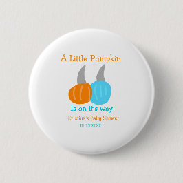 Chapa Redonda De 5 Cm A little pumpkin is on it's way baby shower orange