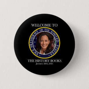 Chapa Redonda De 5 Cm A Los Libros De Historia Kamala Harris 2021 Usa V.