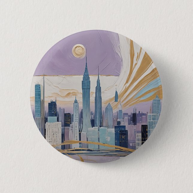Chapa Redonda De 5 Cm A Lunar Cityscape (Anverso)