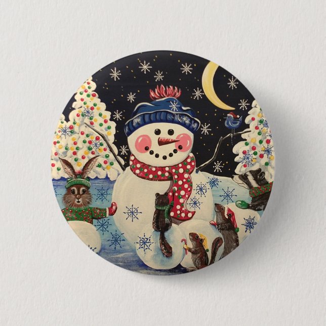 Chapa Redonda De 5 Cm "A Magical Night in the Snow" (Anverso)