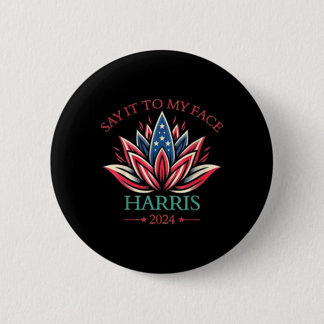 Chapa Redonda De 5 Cm A Mi Cara Kamala Harris 2024 American Lotus 1 (Anverso)