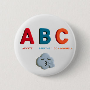 Chapa Redonda De 5 Cm ABC Respira siempre concienzudamente el canto cora