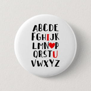 Chapa Redonda De 5 Cm Abcd Te Amo Alfabeto Hombres Mujeres Divertido Val