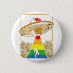 Chapa Redonda De 5 Cm Abducción de Alien Orgullo Gay Gaylien Lgbt