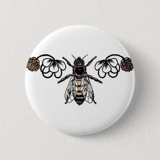 Chapa Redonda De 5 Cm abeja con el trébol
