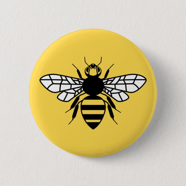 Chapa Redonda De 5 Cm Abeja de Manchester (Anverso)