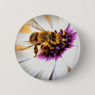Chapa Redonda De 5 Cm Abeja De Miel Sobre El Arte Acrílico De La Daisy A