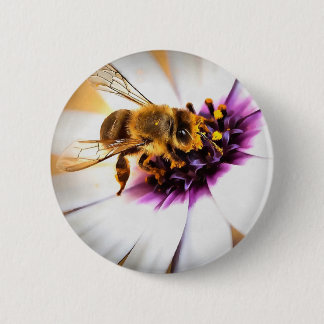 Chapa Redonda De 5 Cm Abeja De Miel Sobre El Arte Acrílico De La Daisy A