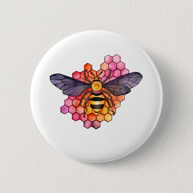 Chapa Redonda De 5 Cm Abeja de panal (Anverso)