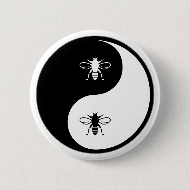 Chapa Redonda De 5 Cm Abeja de Yin Yang (Anverso)
