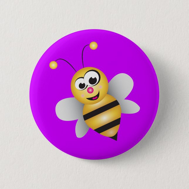 Chapa Redonda De 5 Cm Abeja del dibujo animado (Anverso)