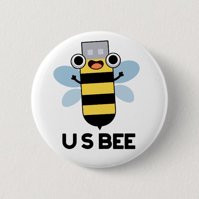 Chapa Redonda De 5 Cm Abeja divertida pun técnico USB EE. UU. (Anverso)