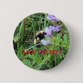 Chapa Redonda De 5 Cm Abeja F2 en Wildflowers púrpuras