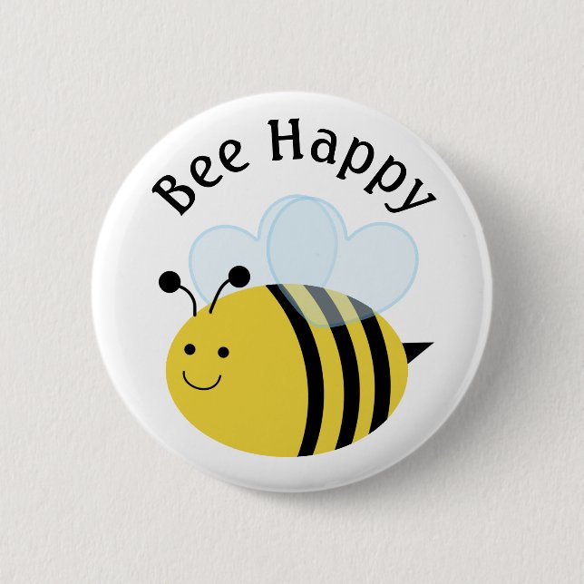 Chapa Redonda De 5 Cm Abeja Feliz Abejorro (Anverso)