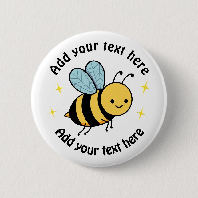 Chapa Redonda De 5 Cm Abeja Feliz Personalizada (Anverso)