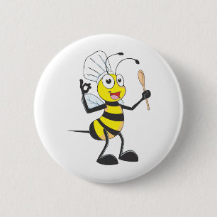 Chapa Redonda De 5 Cm Abeja linda en el equipo del cocinero delicioso